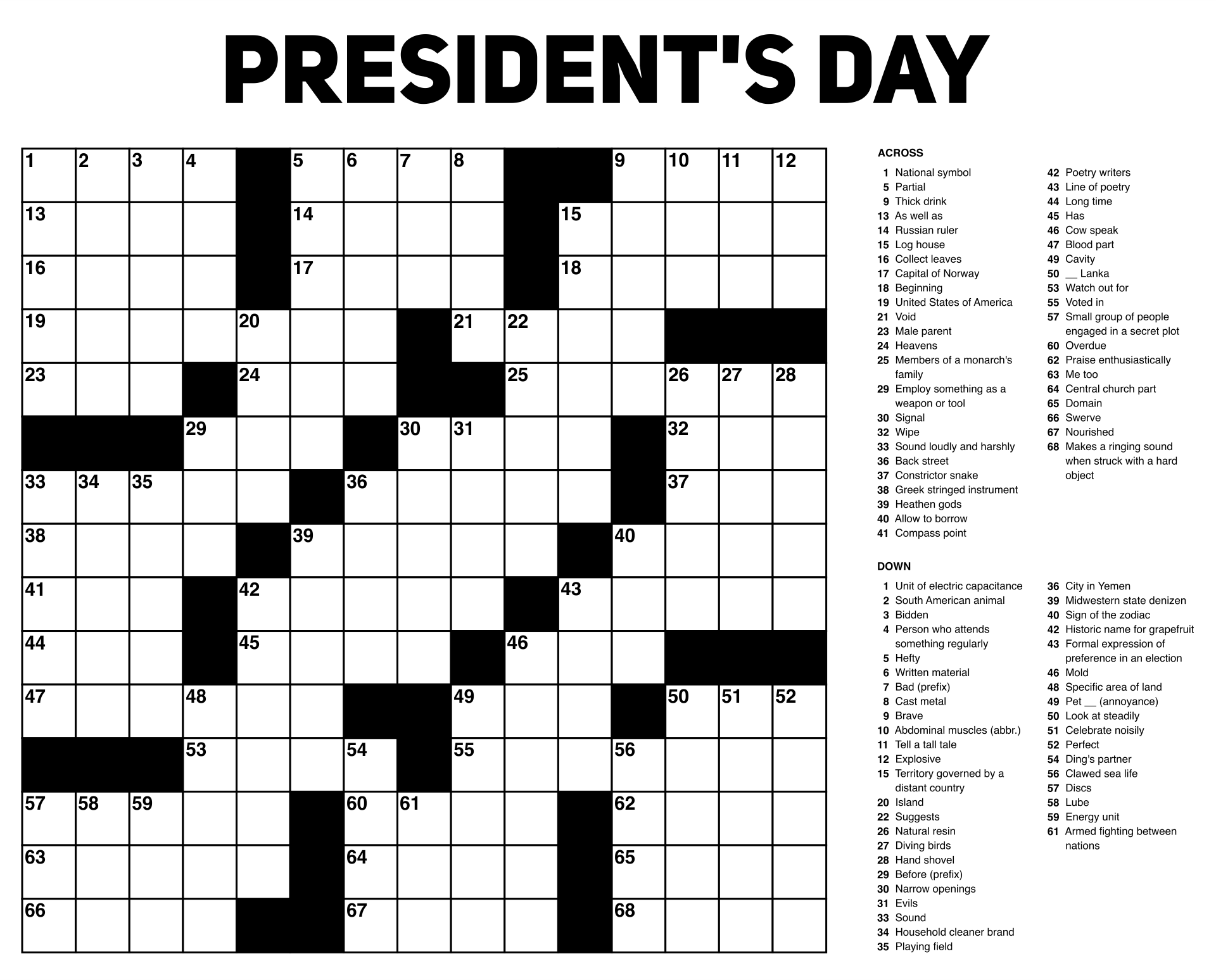 10 Best Large Print Easy Crossword Puzzles Printable Printablee