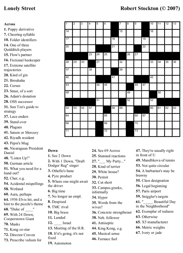 Free Printable Crossword Puzzles Easy To Hard