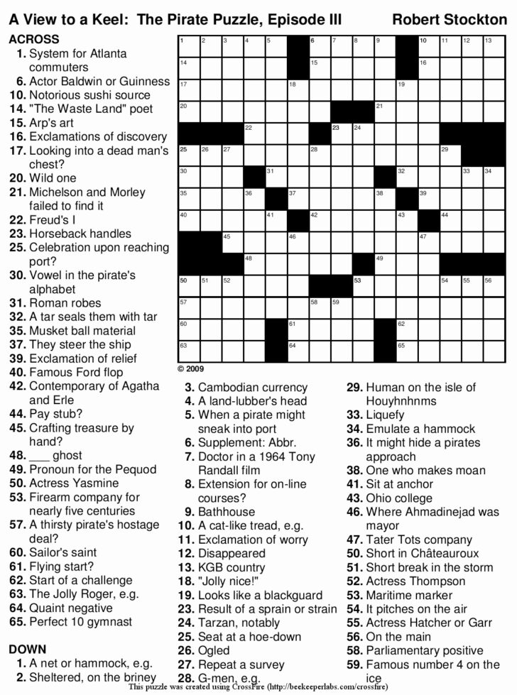 Newspaper Printable Crossword Puzzles