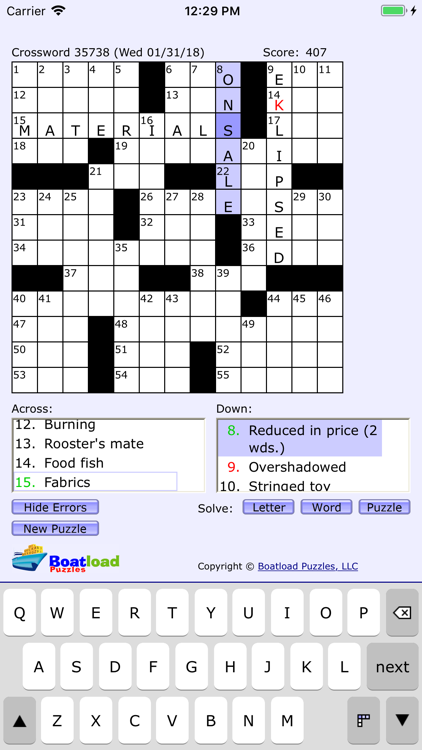 daily crossword boatload