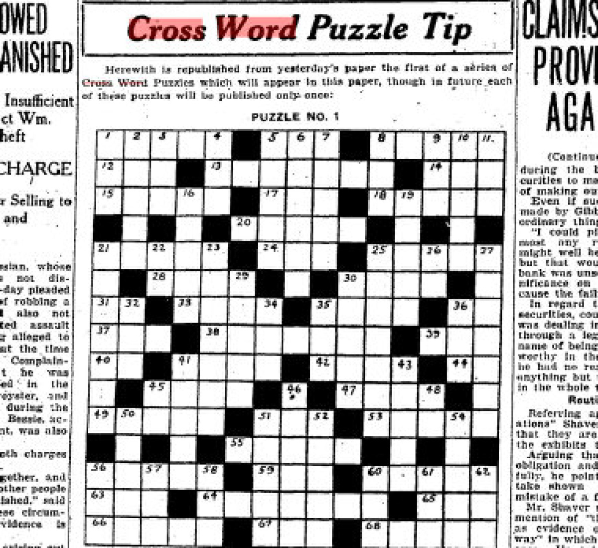 Can You Solve The Star s First Ever Crossword Puzzle From 1924 The Star