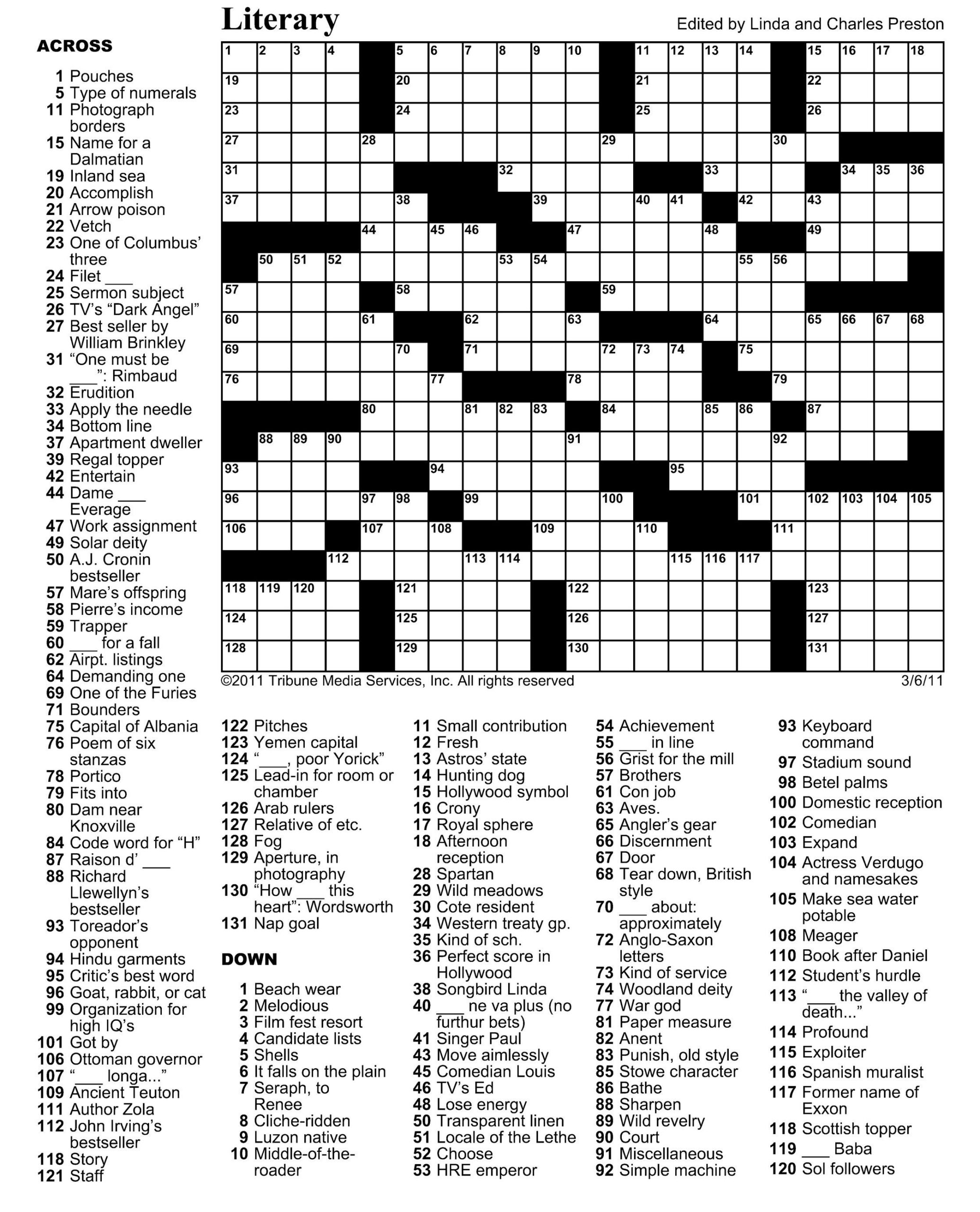 Crossword Puzzles Printable Free Printable Crossword Puzzles 