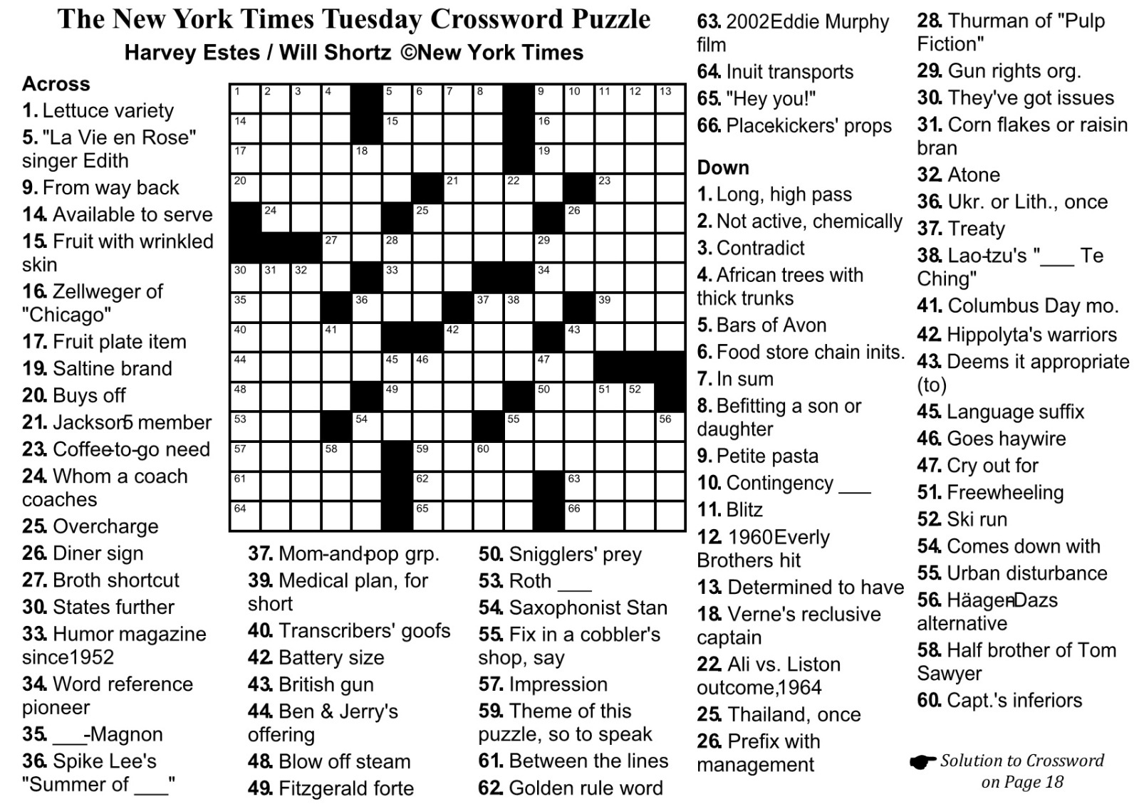 Crosswords Archives Tribune Content Agency Printable La Times 