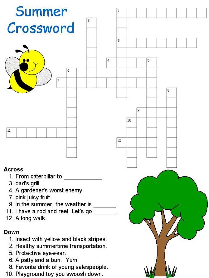 Crosswords For Kids Summer K5 Worksheets Crossword Puzzles 