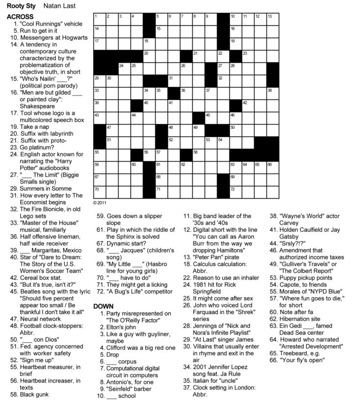 Daily Crossword Printable Puzzle