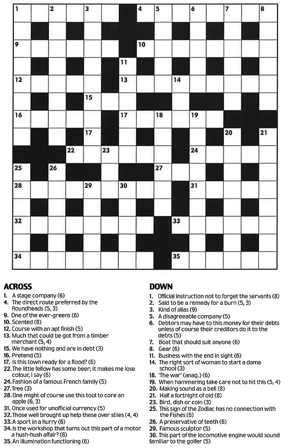 Daily Mail Saturday Giant Crossword Answers Today Free Download