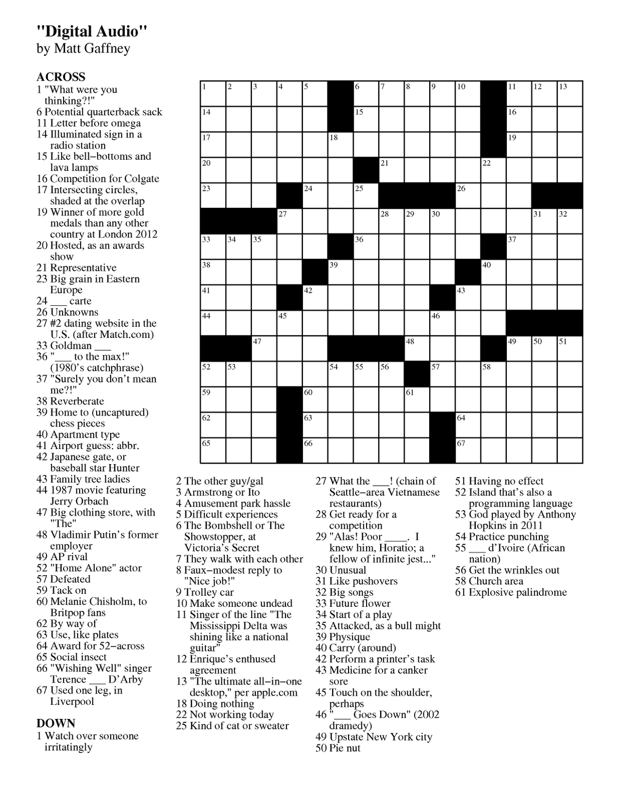 Daily Printable Universal Crossword Printable Crossword Puzzles