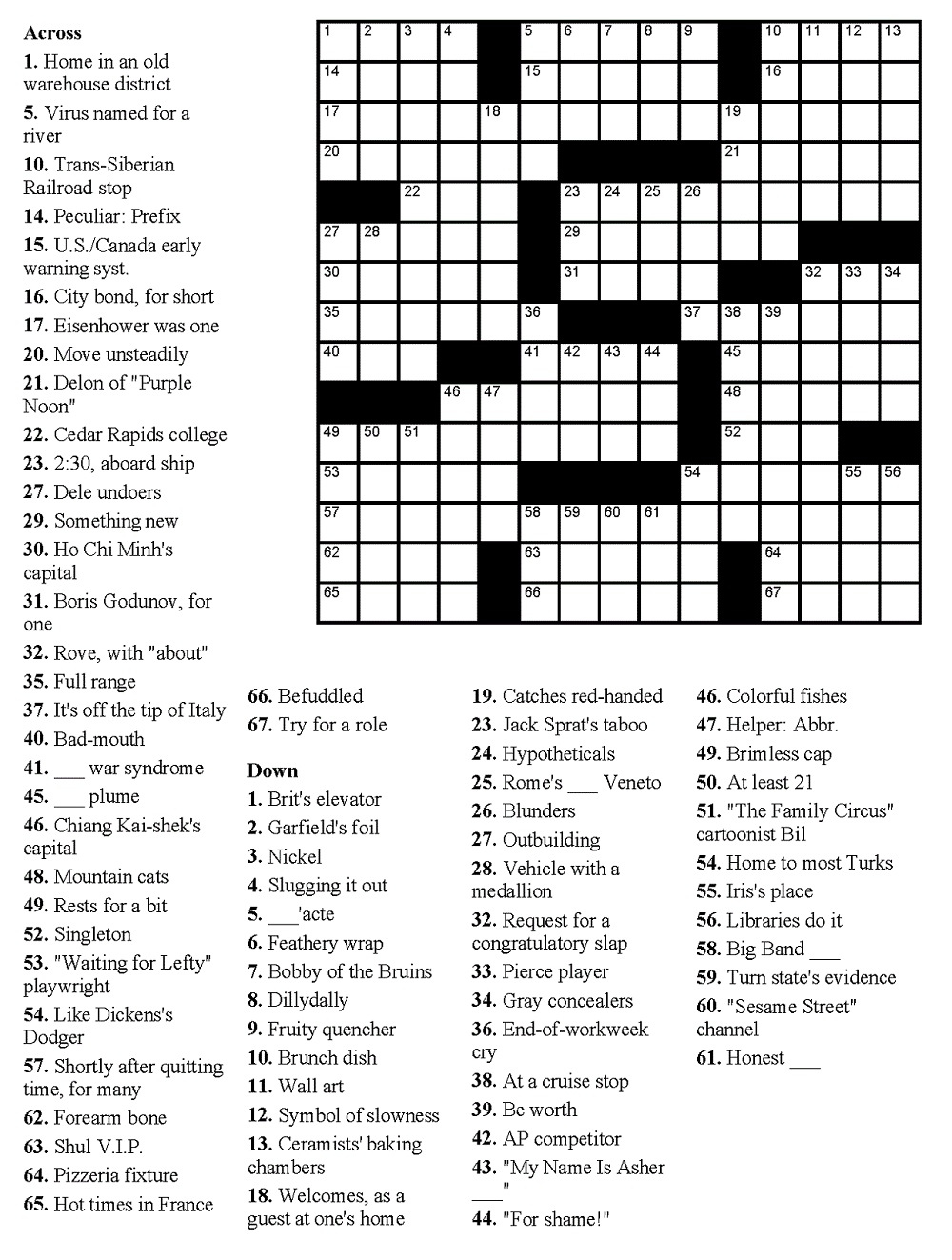 Easy Crossword Puzzles For Senior Activity 101 Printable