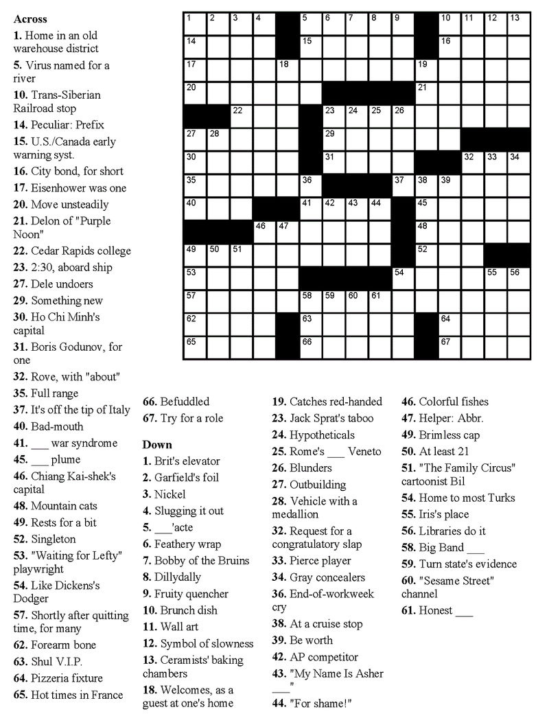 Easy Crossword Puzzles For Seniors Best Coloring Sheets
