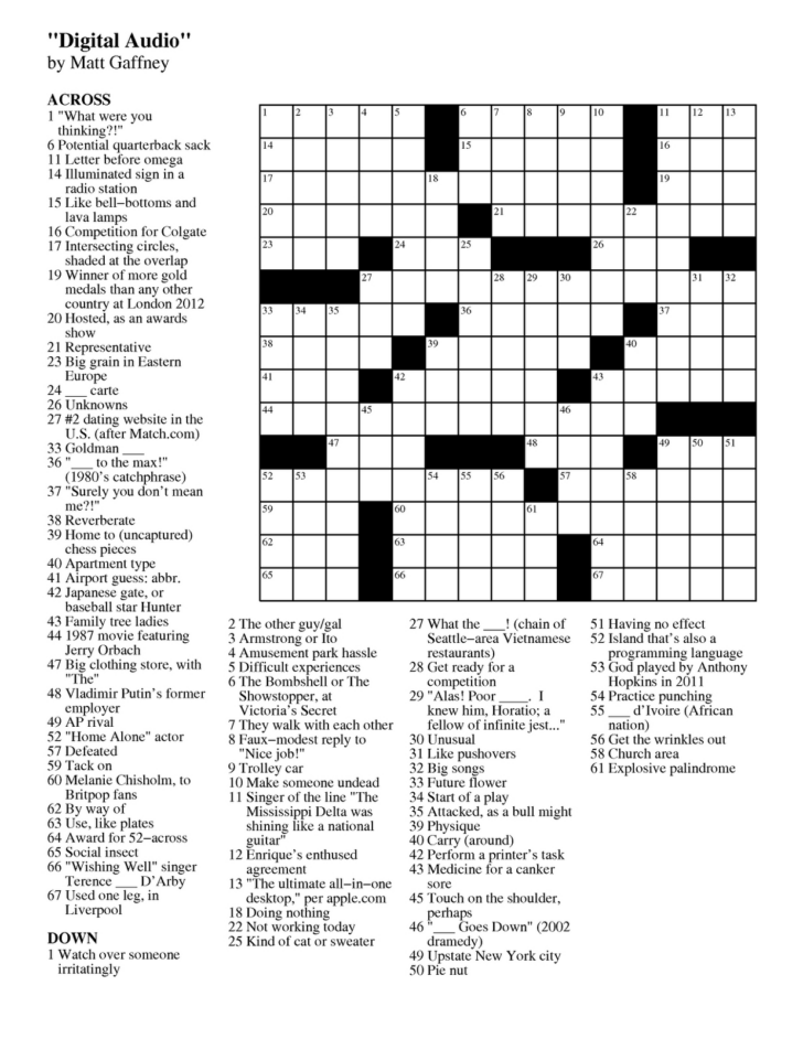 Free Online Crossword Puzzles Daily