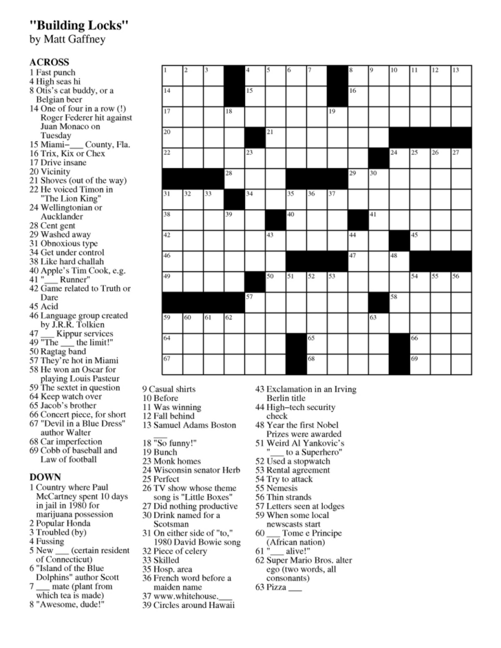 Free Daily Crossword Puzzles Easy