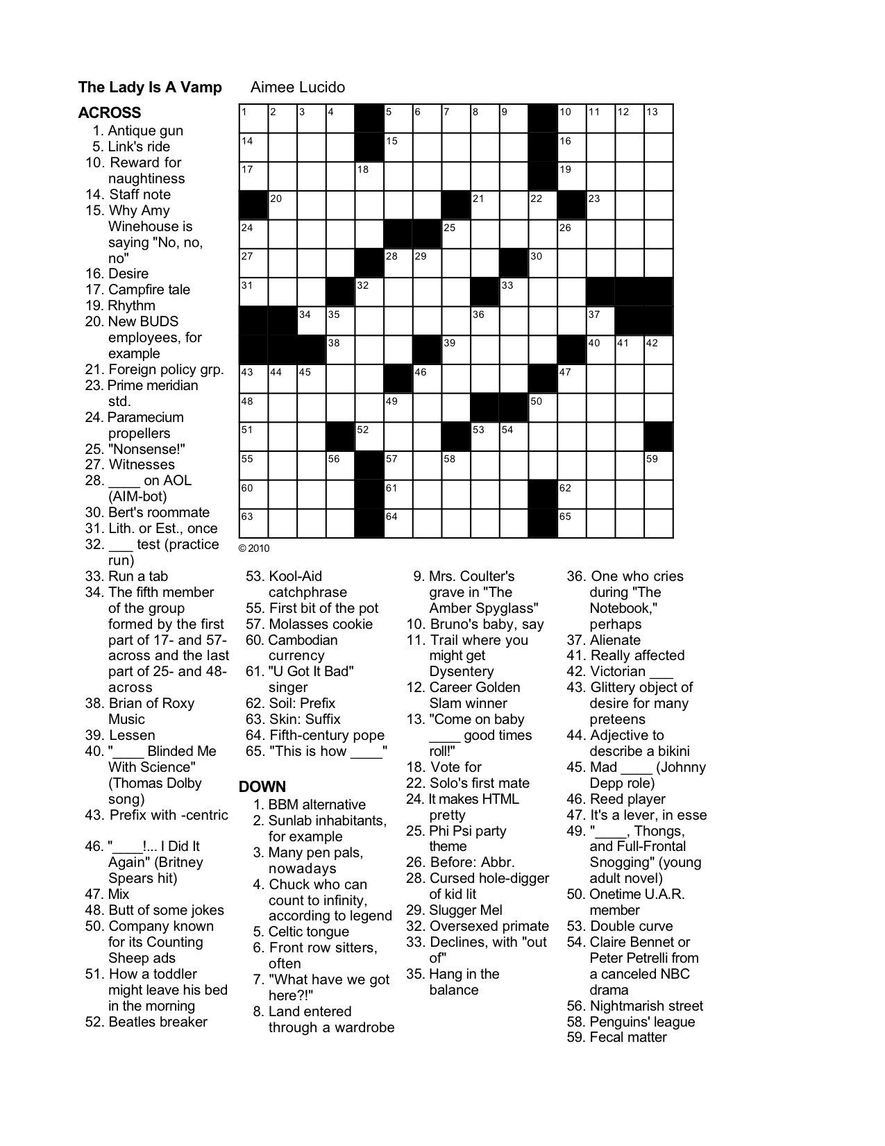 Free Daily Printable Crossword Puzzles