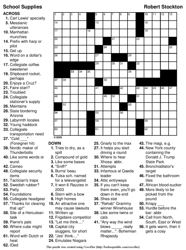 Easy Crossword Puzzles For Adults Free