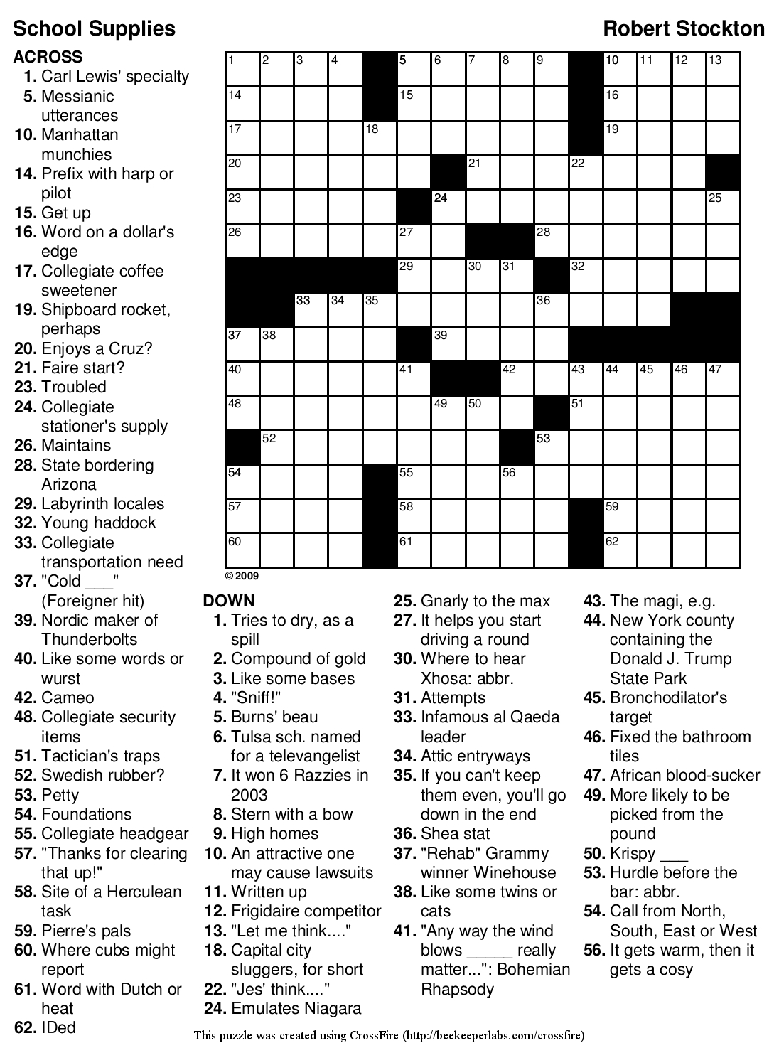 Free Easy Printable Crossword Puzzles For Adults