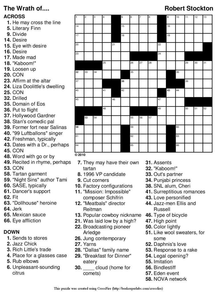 Free La Times Crossword Printable Free Printable | Mary Crossword Puzzles