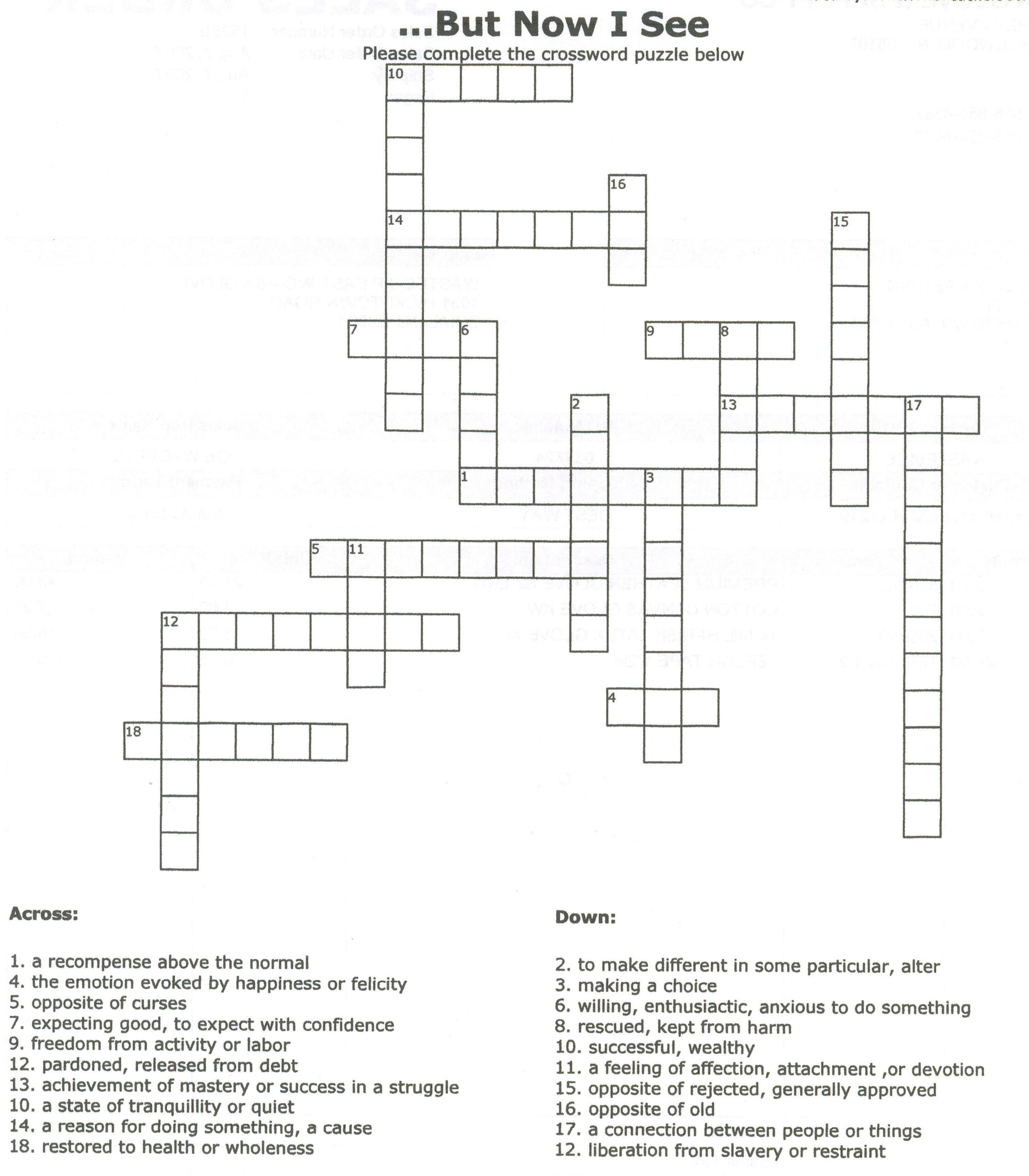 Free Printable Crossword Puzzle For Teens Adults Seniors Free 