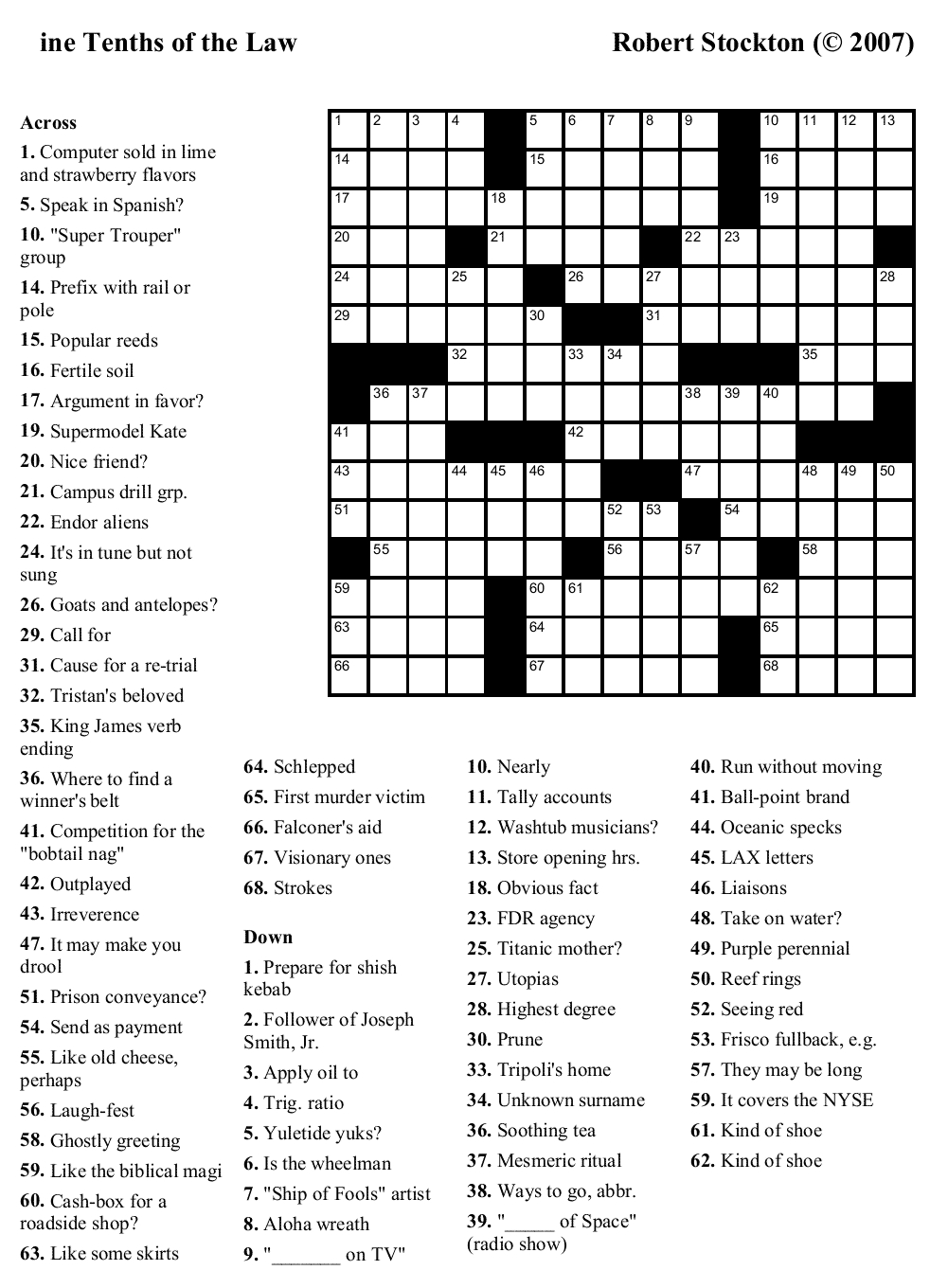 Free Printable Easy Crossword Puzzles Free Printable