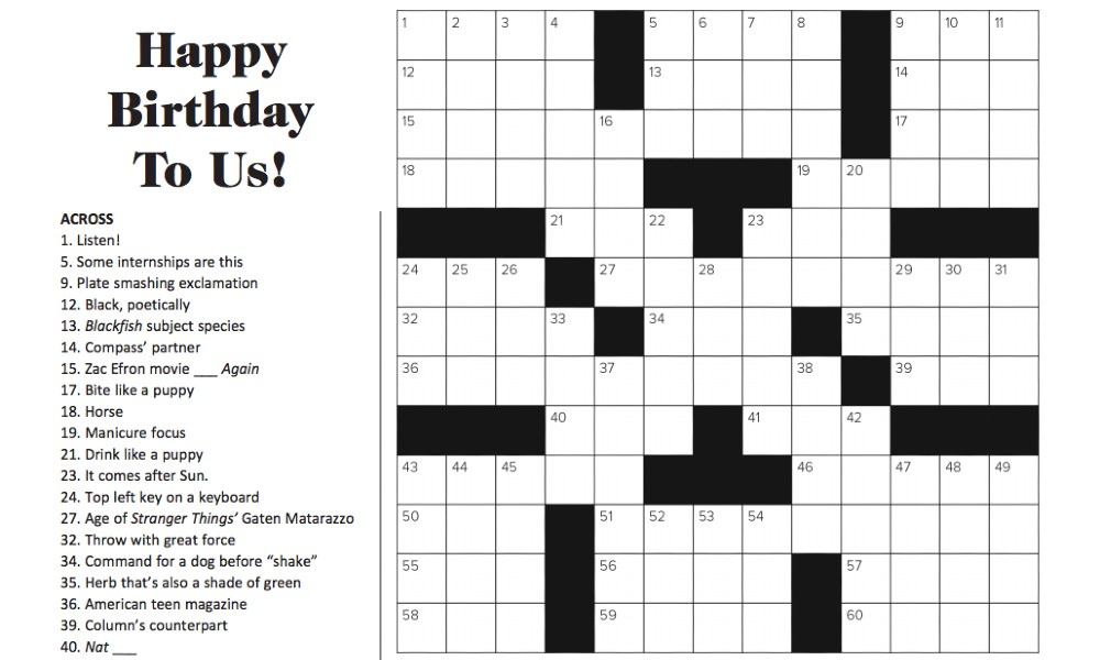 January 2020 Crossword Puzzle Answers Happy Birthday To Us 