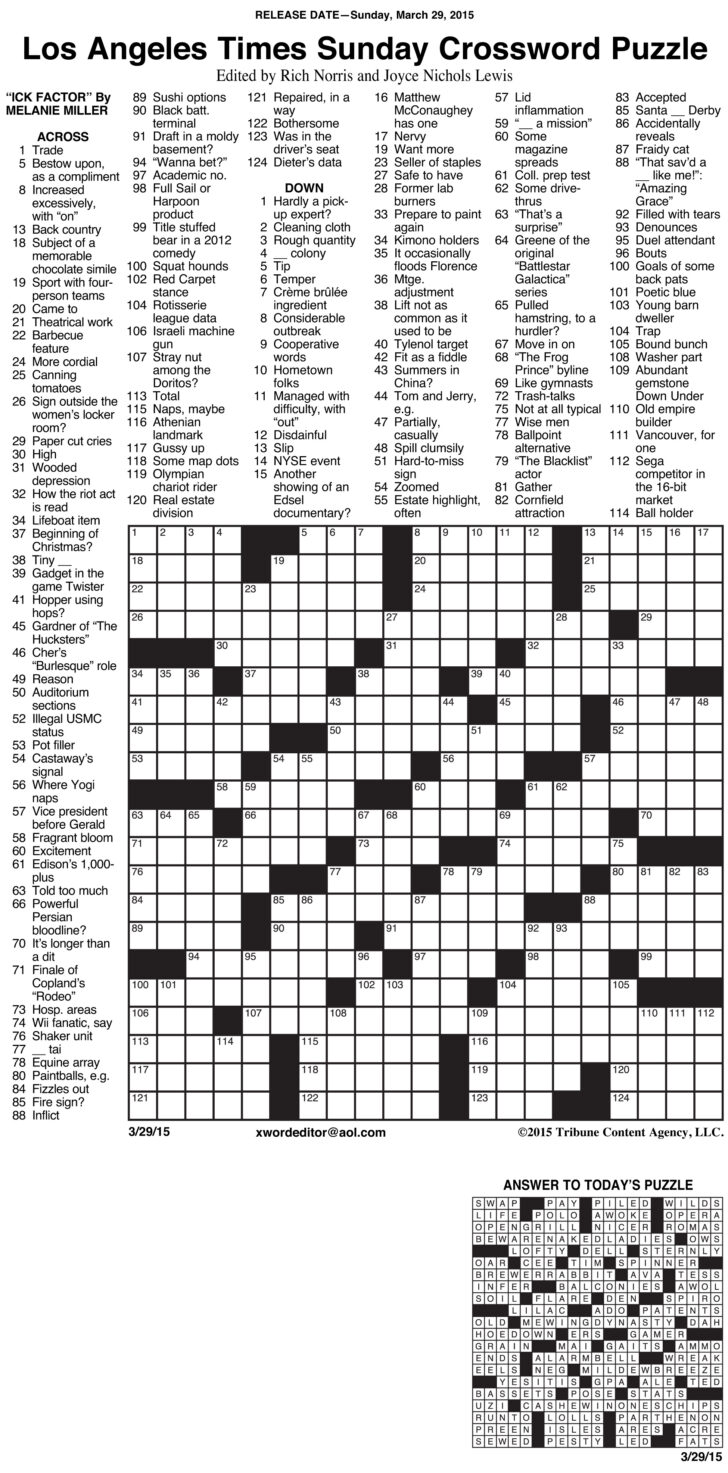 La Times Daily Crossword Puzzles Printable