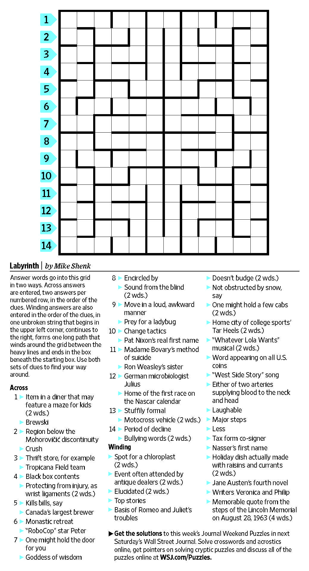 Wsj Crossword Puzzle Solution Today Mary Crossword Puzzles