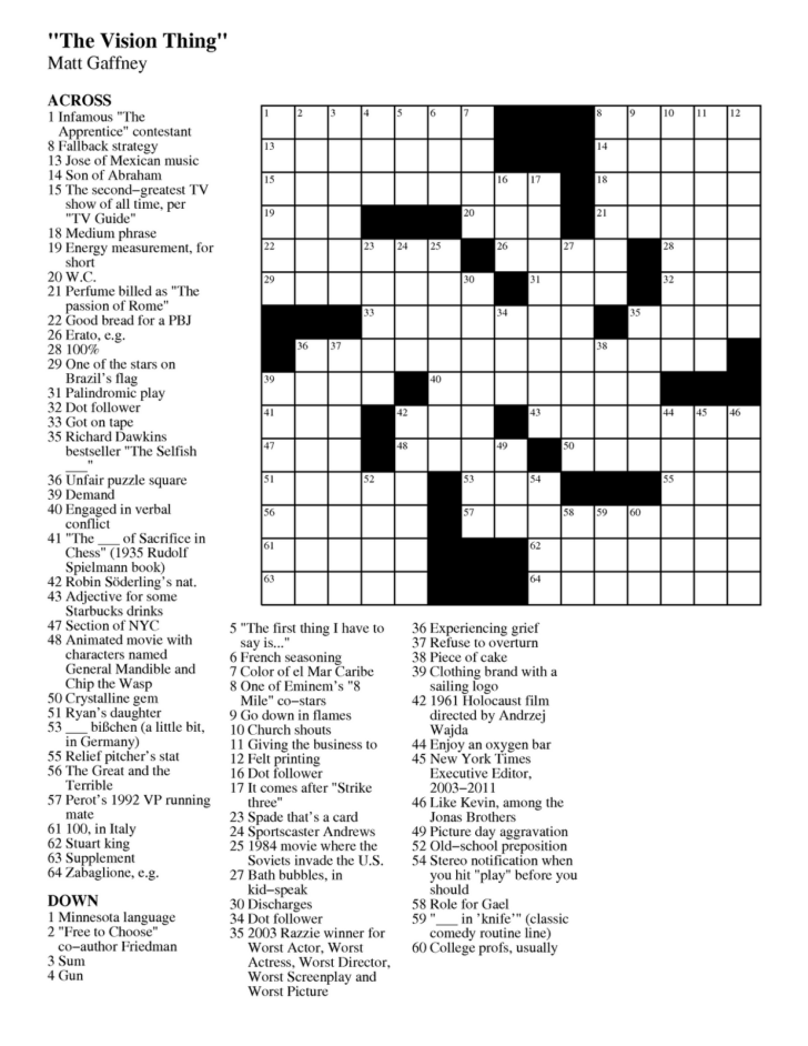 Mirroreyes Daily Printable Crossword Puzzles