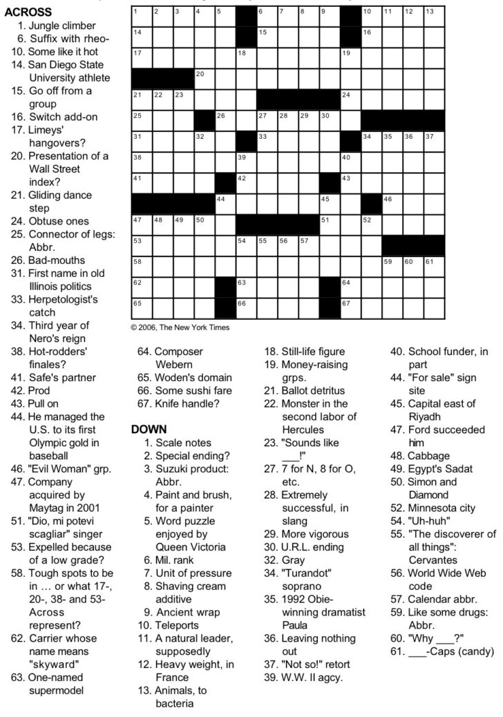 Printable Crossword Puzzles Free Ny Times