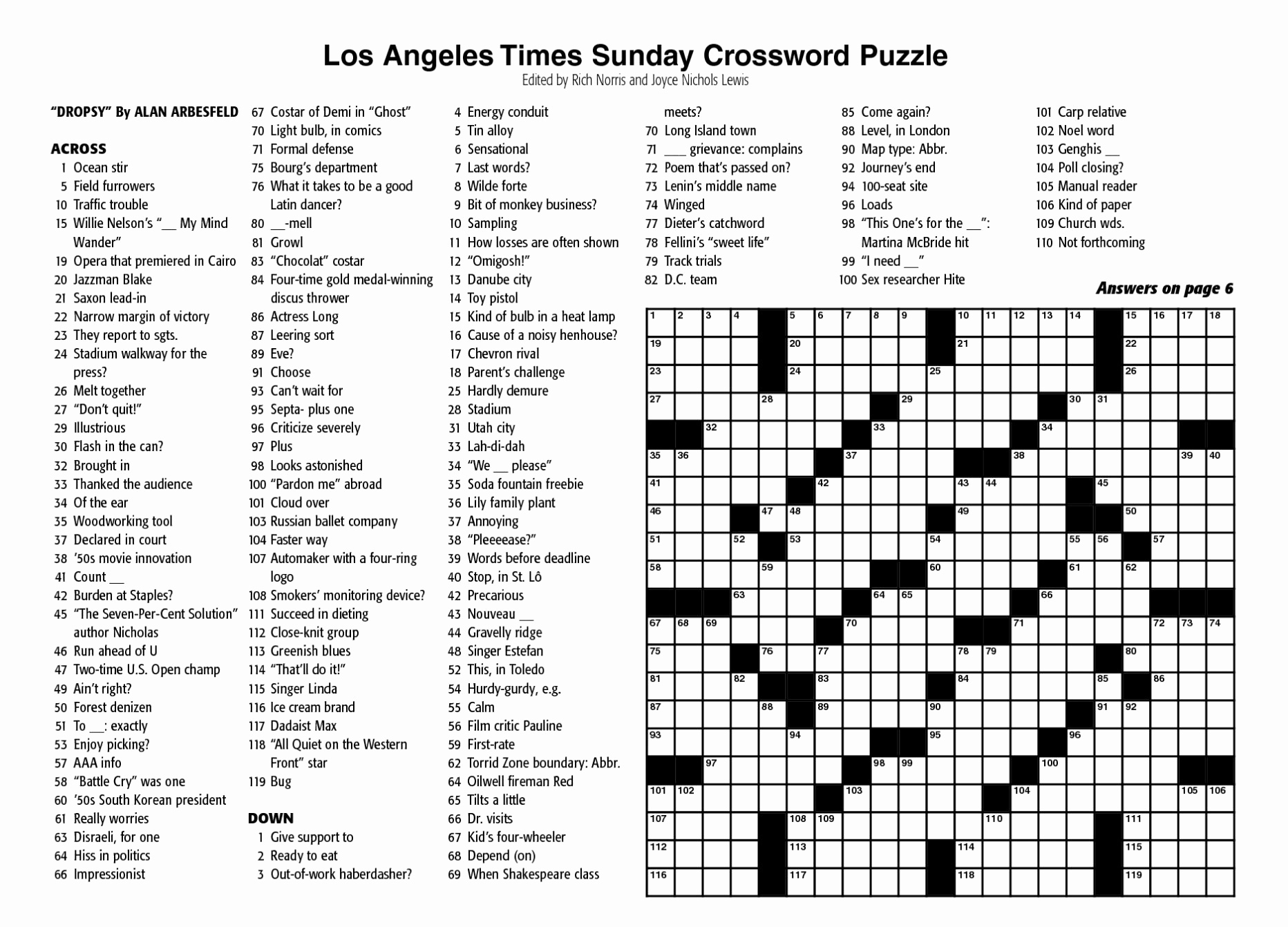 New York Times Crossword Puzzle Printable Printable Crossword Puzzles