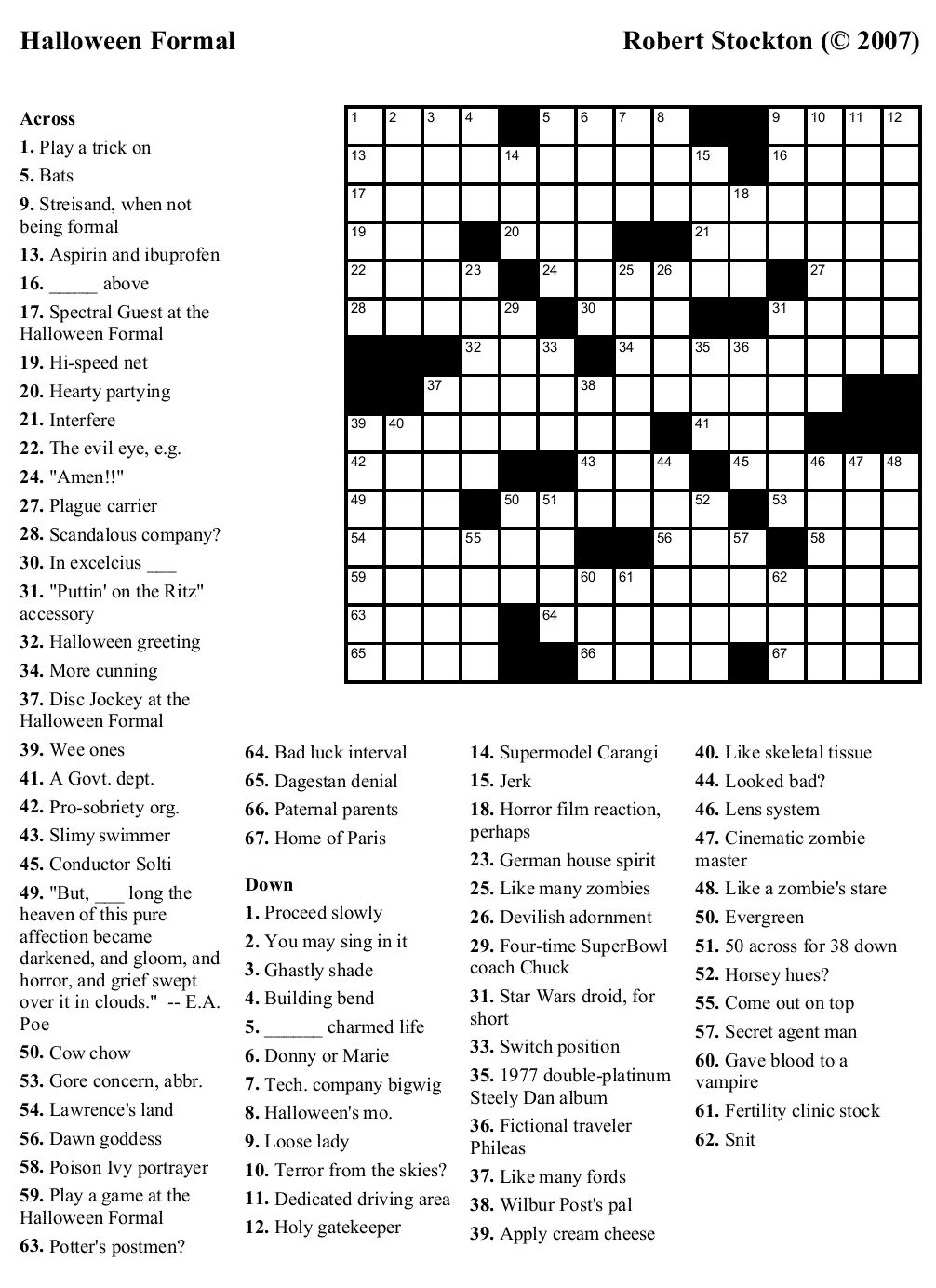 October 2022 Printable Crossword Puzzles  Mary Crossword Puzzles