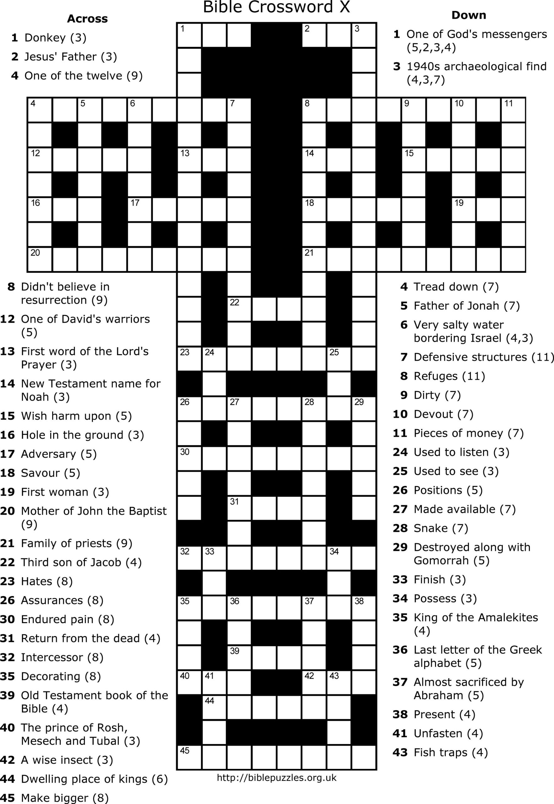 Free Printable Bible Crossword Puzzles Adults Mary Crossword Puzzles