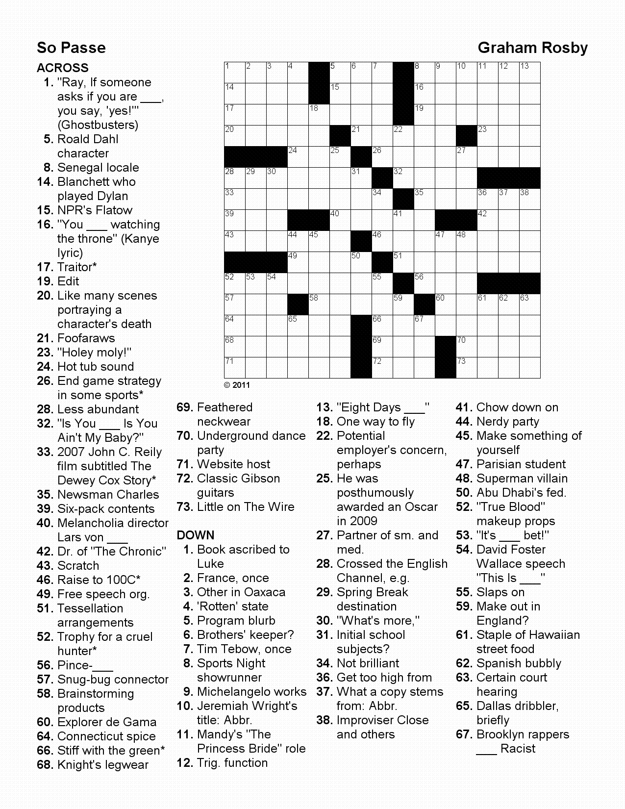 Pop Culture Crossword Puzzles Printable Printable Crossword Puzzles