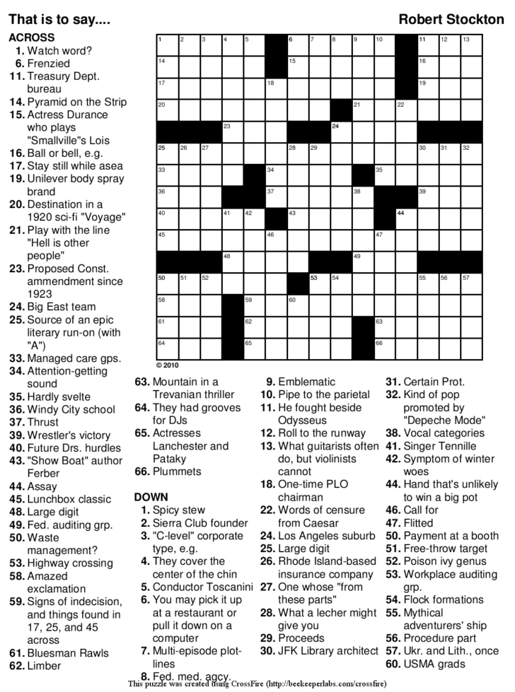 Free Daily Crossword Puzzles Canada