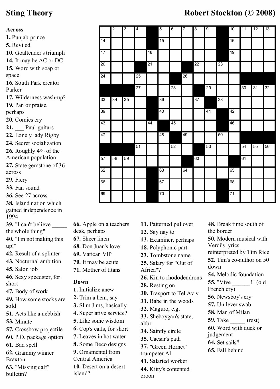 Printable Crossword Puzzle Washington Post Printable Crossword Puzzles