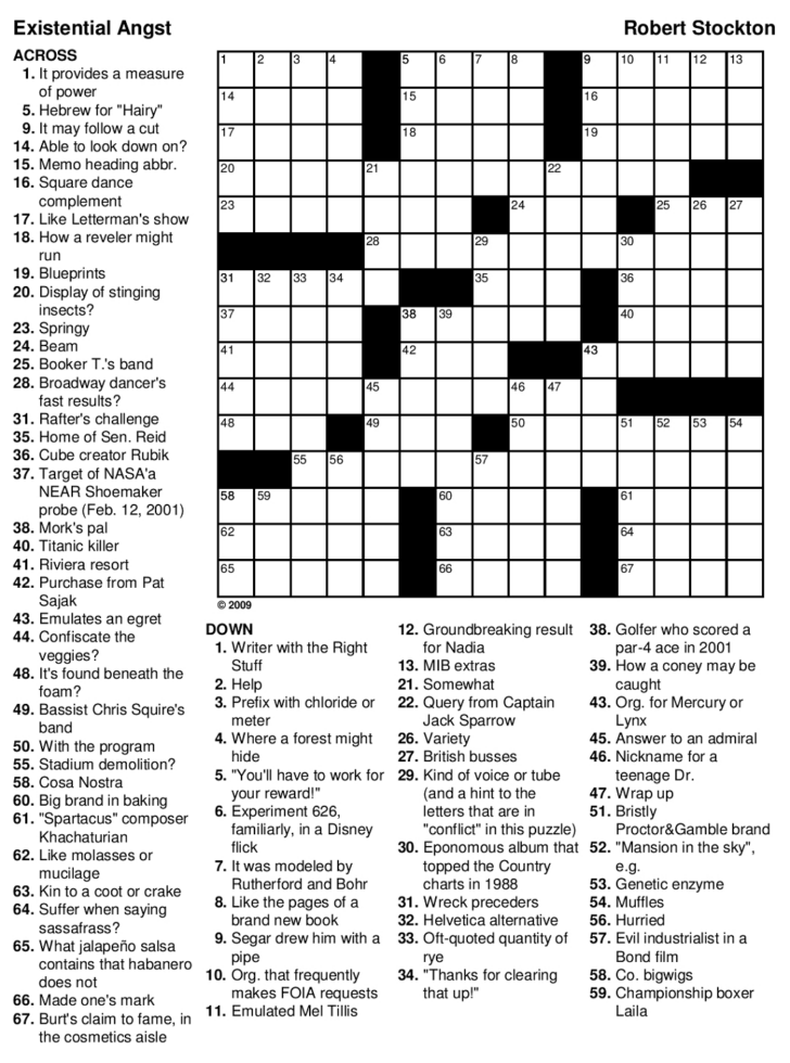 Printable Crossword Puzzles For Adults Medium
