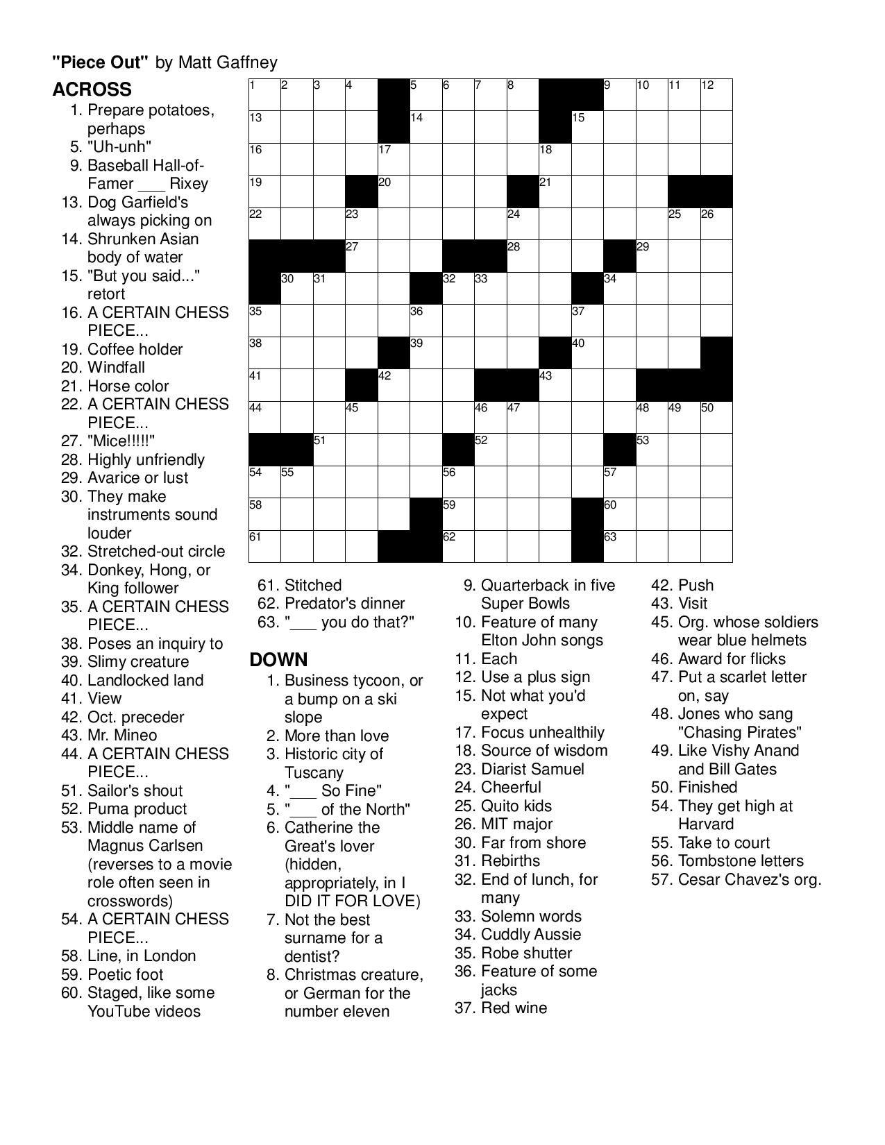 Printable Crossword Puzzles Merl Reagle Printable Crossword Puzzles