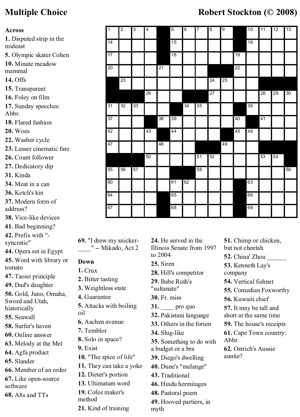 Printable Daily Crossword La Times Printable Crossword Puzzles