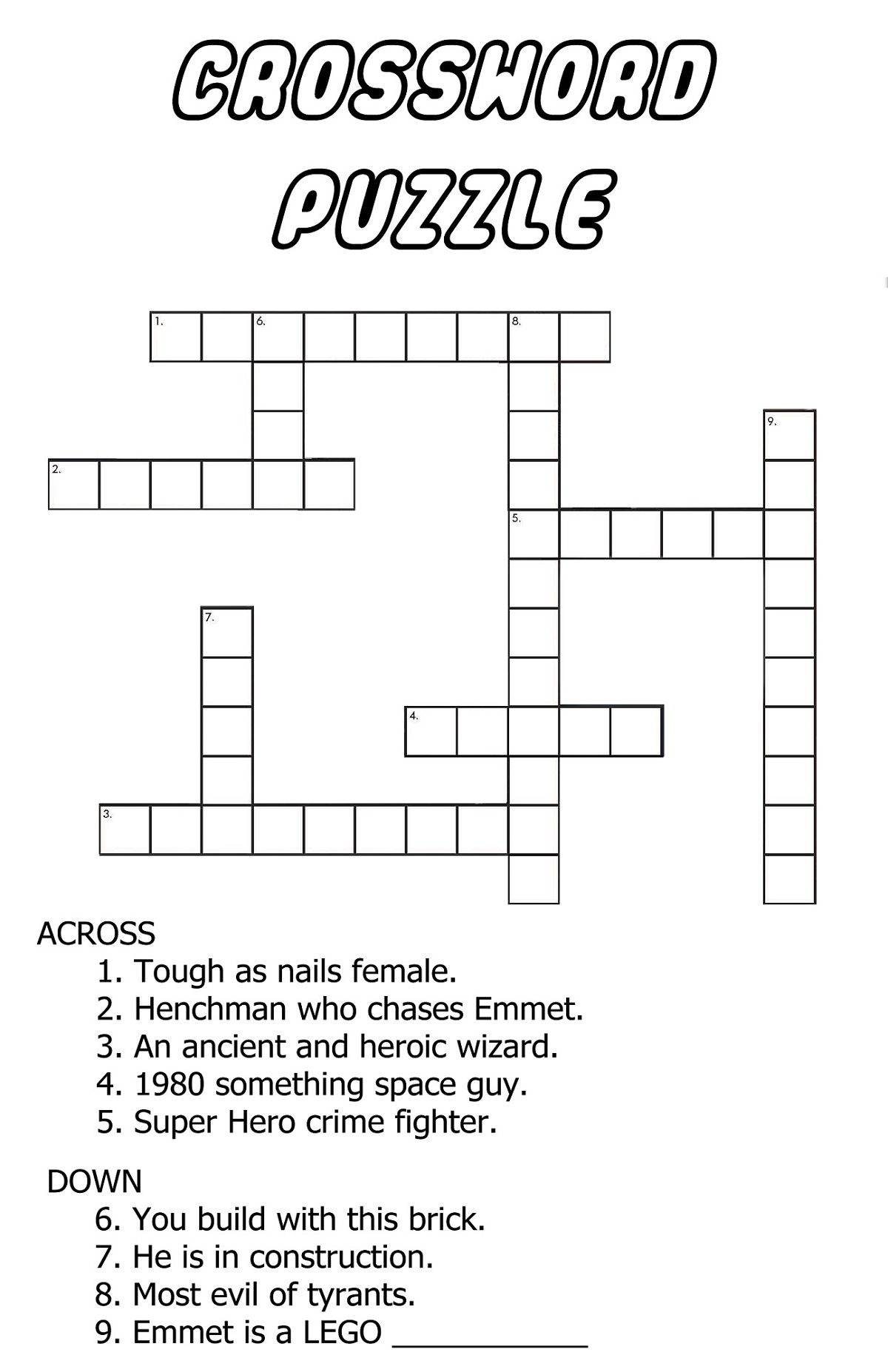 Printable Easy Crossword Puzzles For Kids 101 Activity