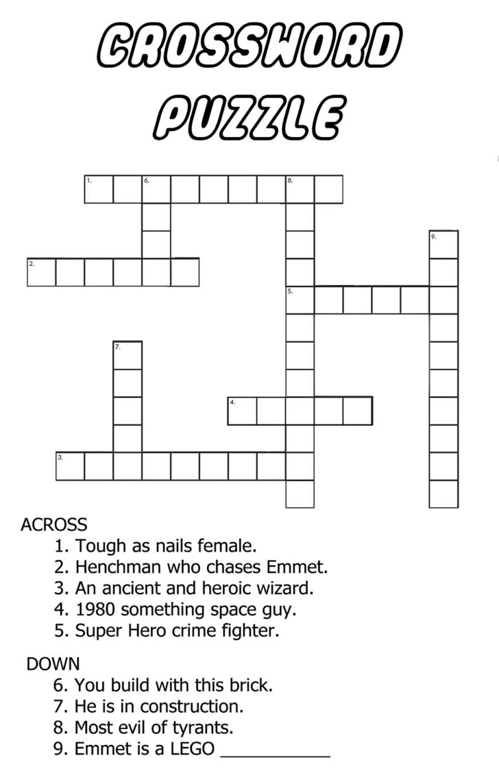 Printable Crossword Puzzles For Kids Easy