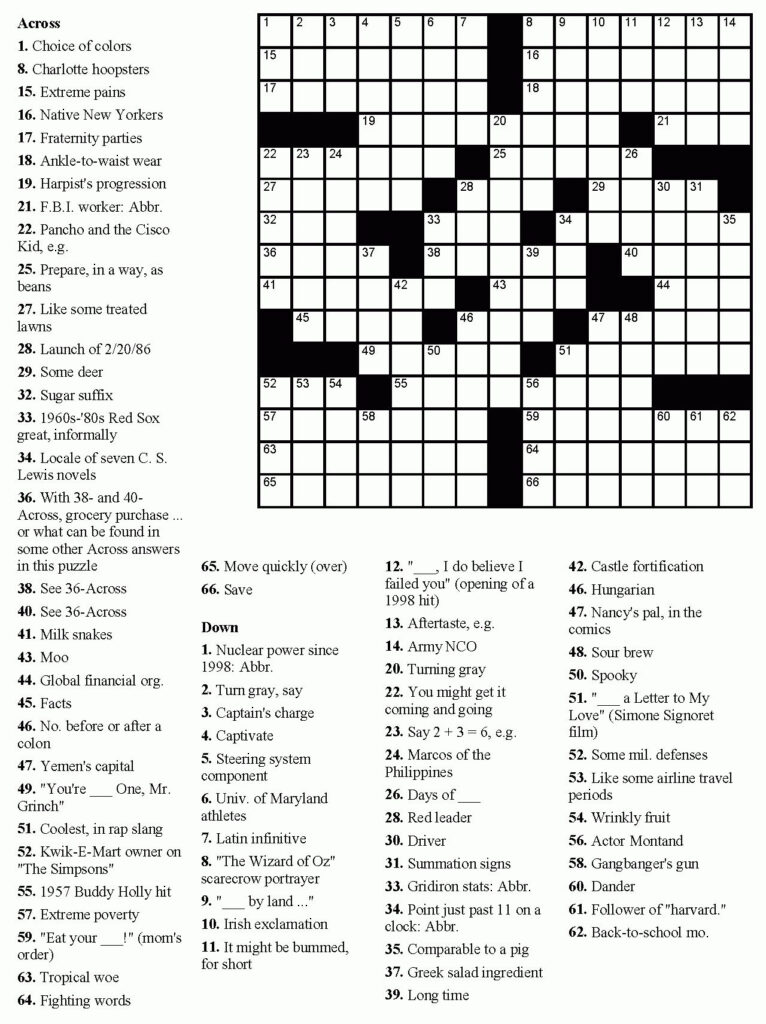 Printable Hard Crossword Puzzles Pdf Free Printable Crossword Puzzles