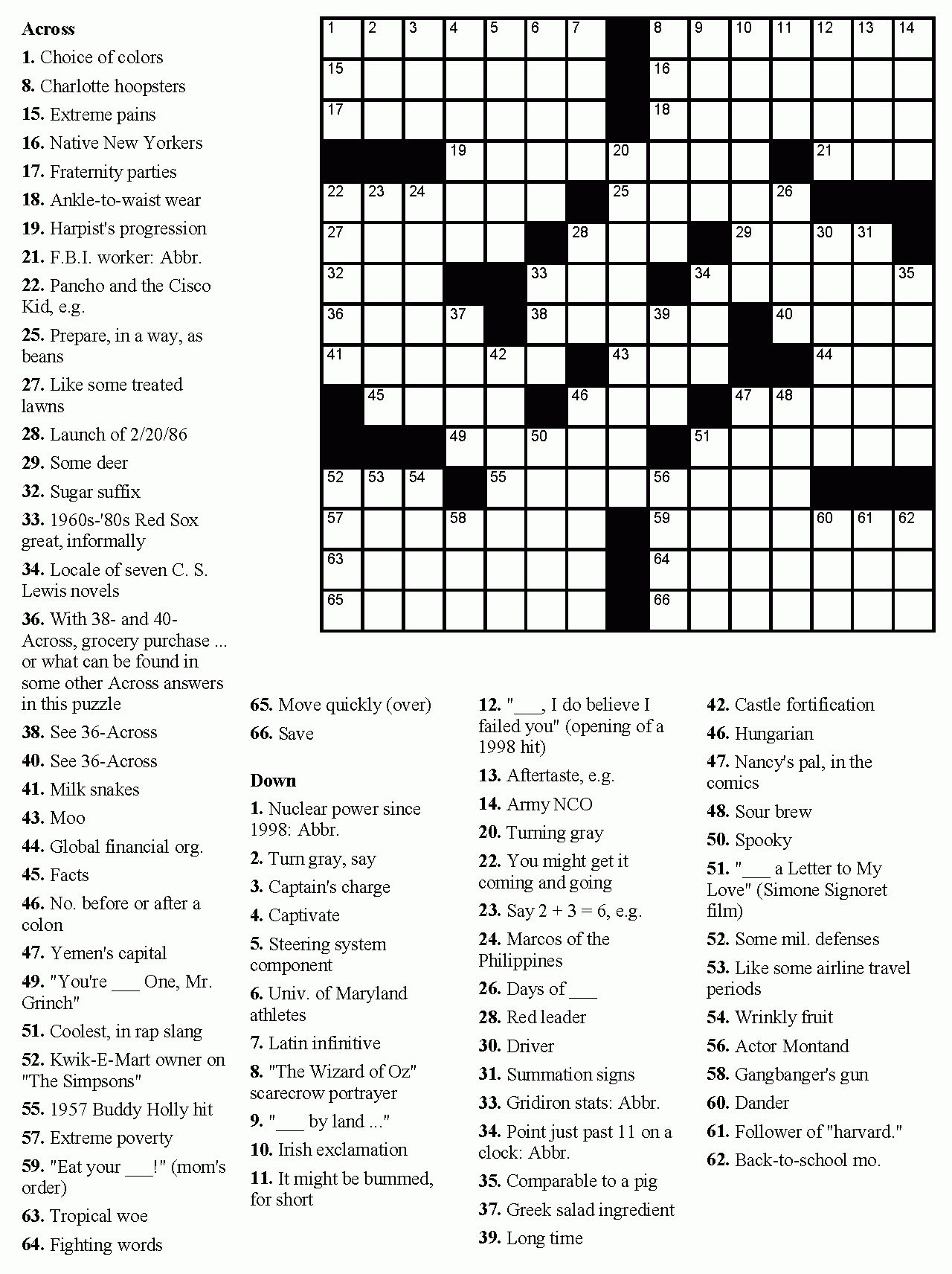 Printable Hard Crossword Puzzles Pdf Free Printable Crossword Puzzles 