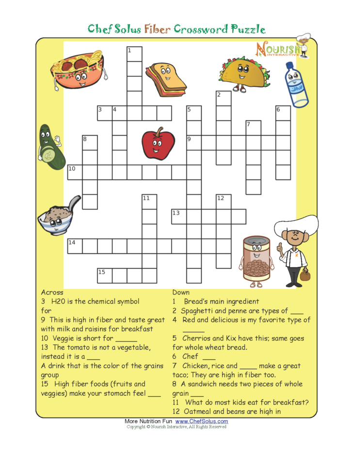 Printable Crossword Puzzles For Adults Food