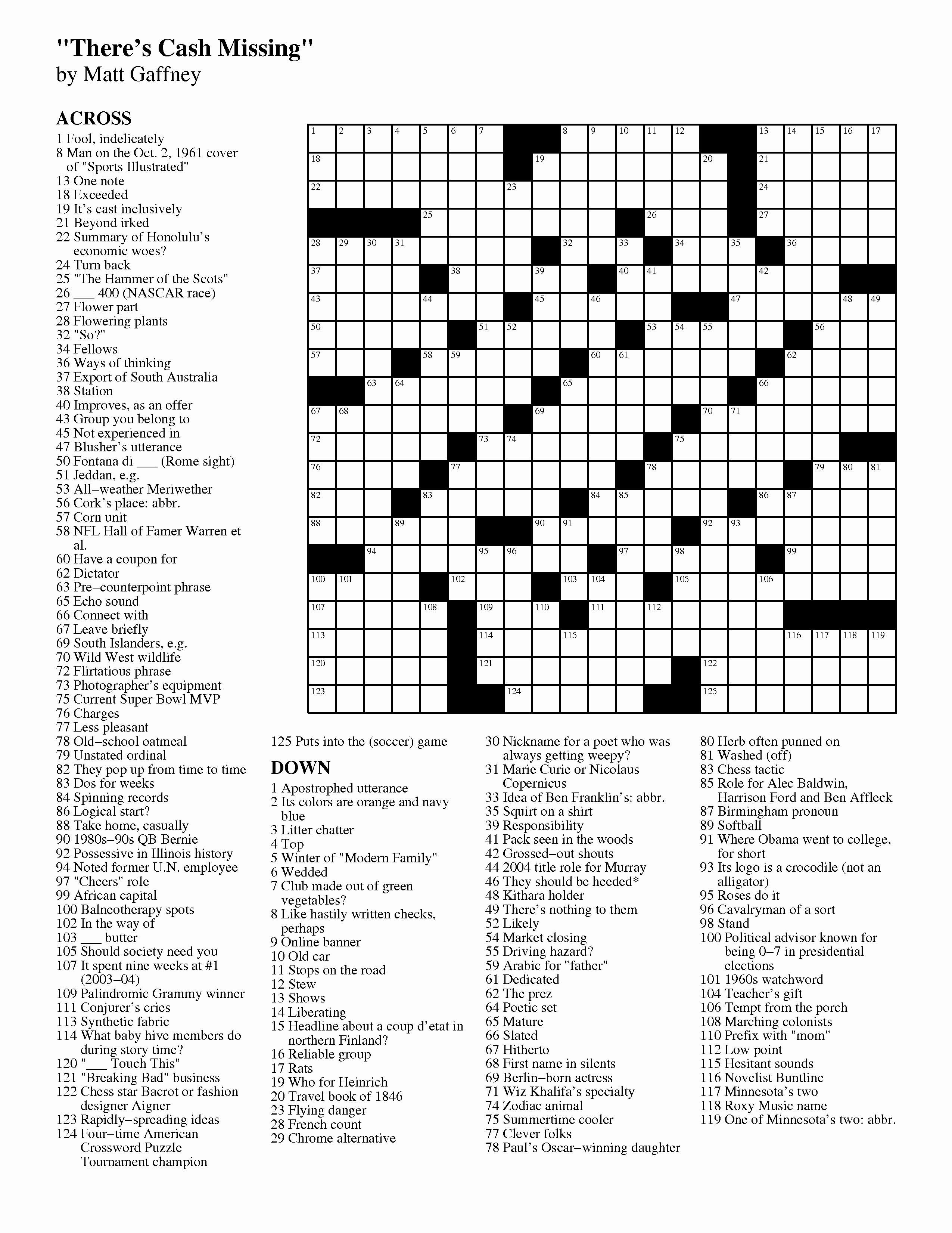 Printable Ny Times Sunday Crossword Puzzles Printable Crossword Puzzles