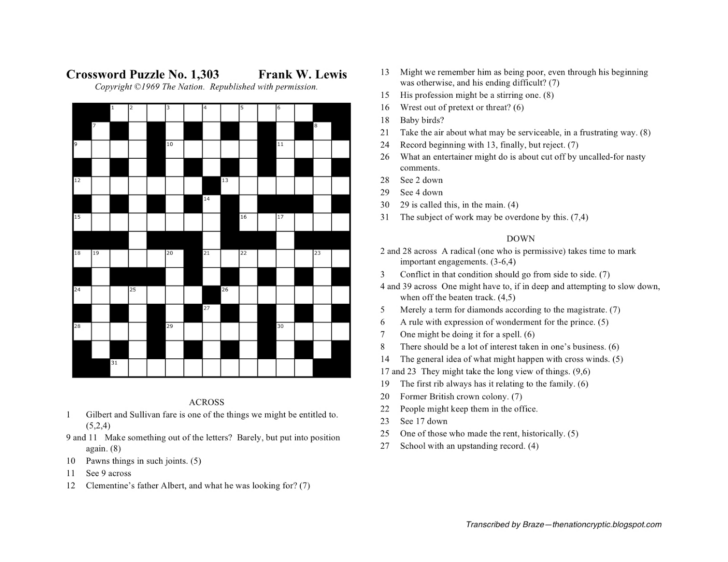 Wall Street Journal Crossword Puzzle