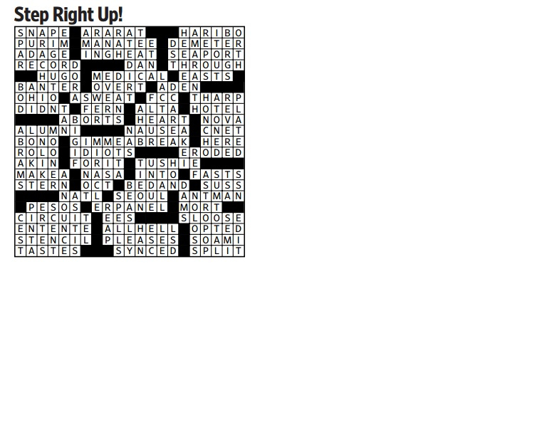 Step Right Up Saturday Crossword WSJ Puzzles WSJ