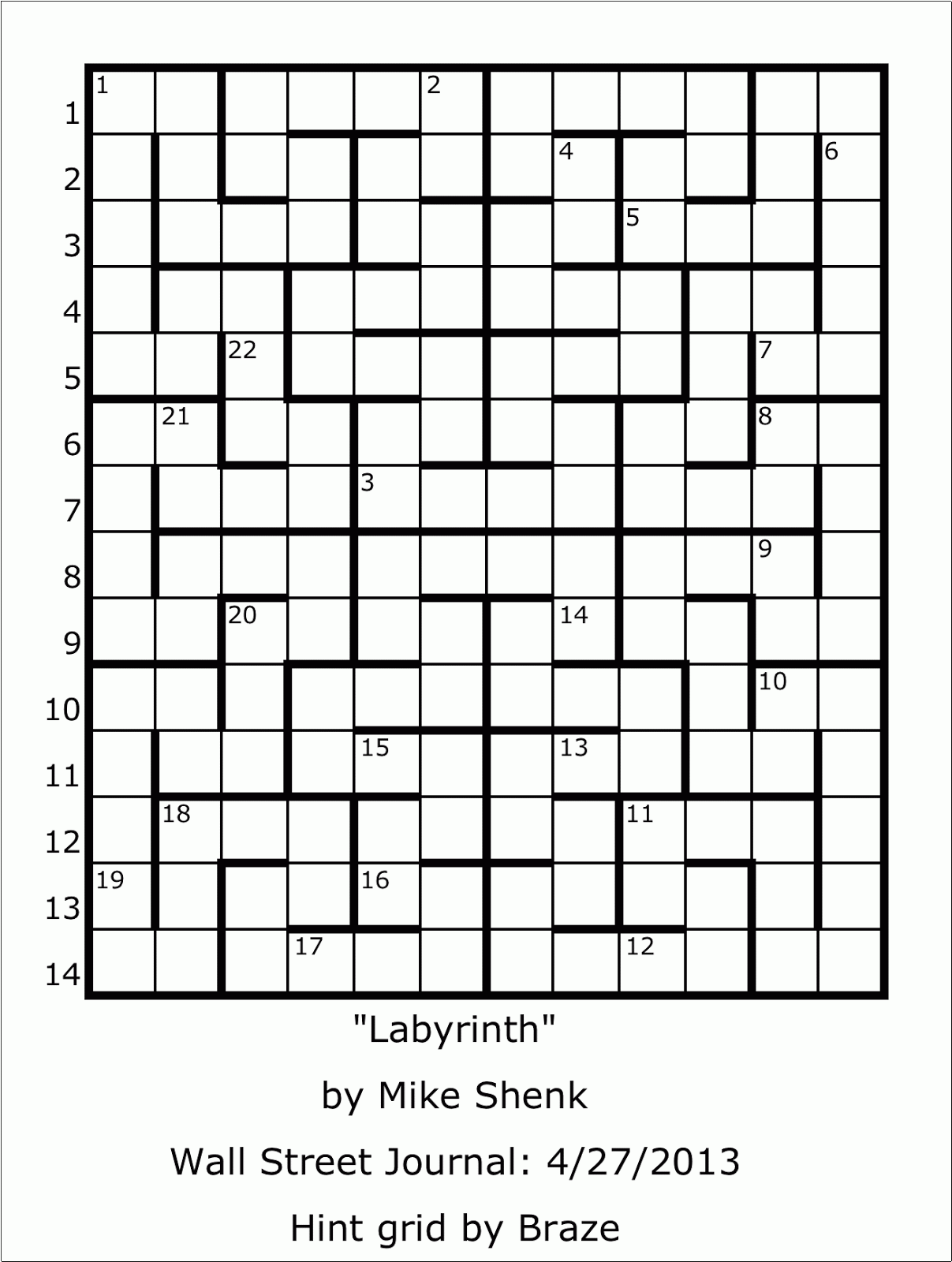 The Nation Cryptic Crossword Forum Wall Street Journal Hint Grid April 27