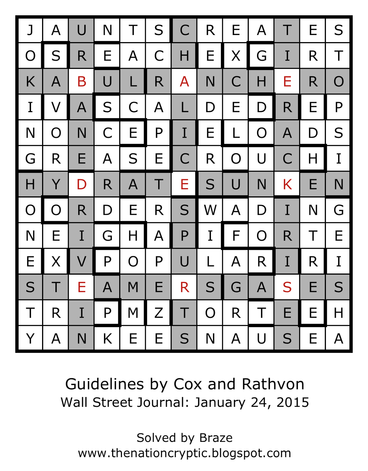 The Nation Cryptic Crossword Forum Wall Street Journal Solution 