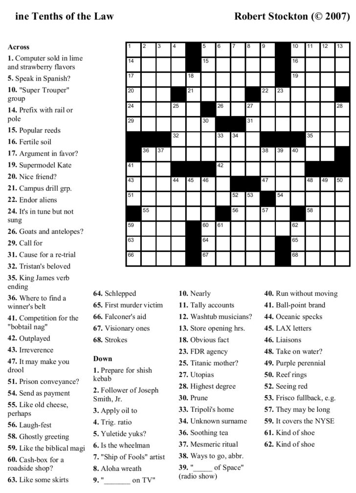 Usa Today Crossword Puzzles Printable Free Free Printable | Mary ...