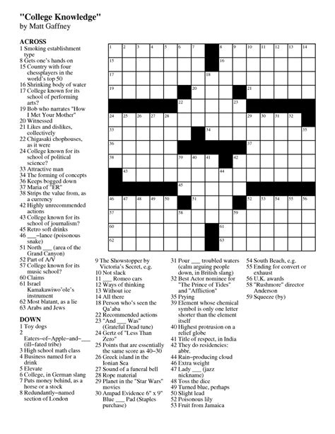 Wall Street Journal Crossword Clue Answers