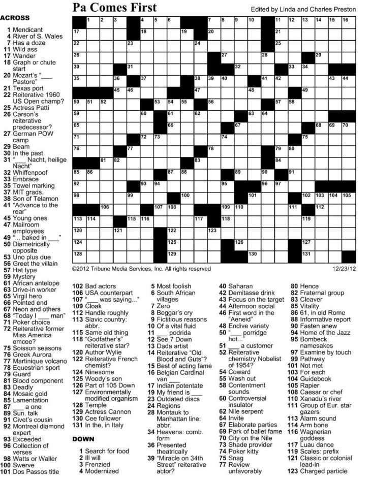Washington Post Crossword Puzzle Today