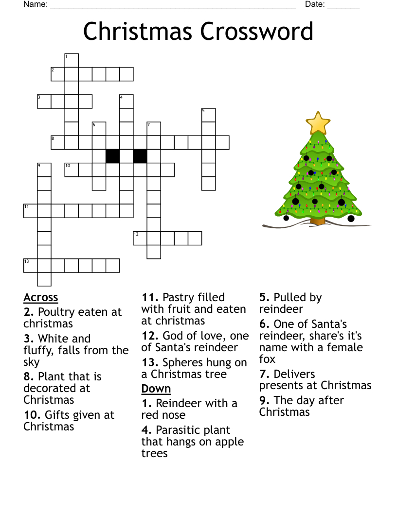 12 Days Of Christmas Crossword - Wordmint throughout Christmas Decorations Crossword Puzzles