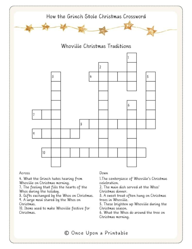 5 How The Grinch Stole Christmas Crossword Puzzles Free - Once intended for Christmas Holiday Crossword Puzzles